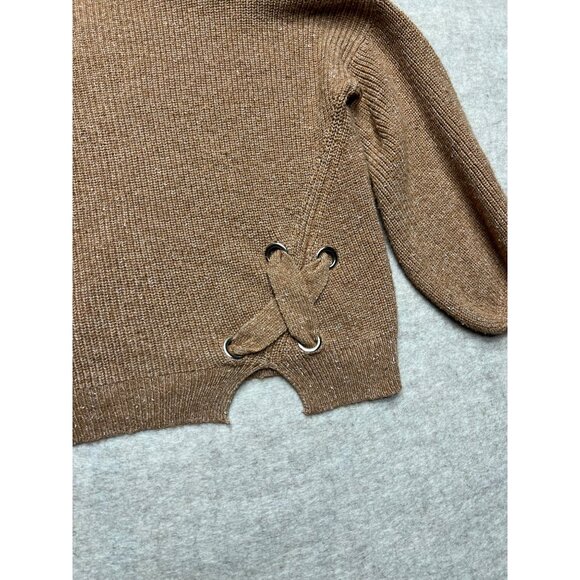 Kerisma Brown Balloon Sleeve Knit Angola Blend Sweater Size Medium/Large - Picture 3 of 9